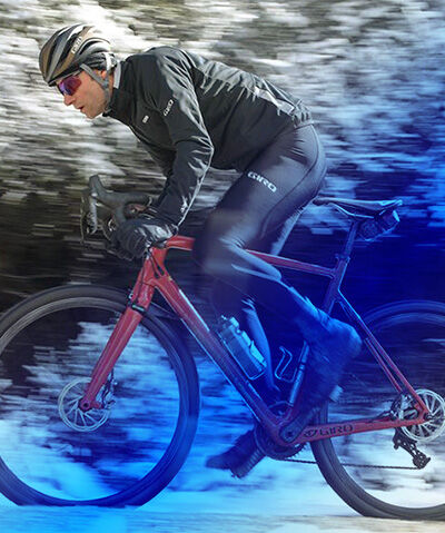 Person cycling in Giro cycling apparel