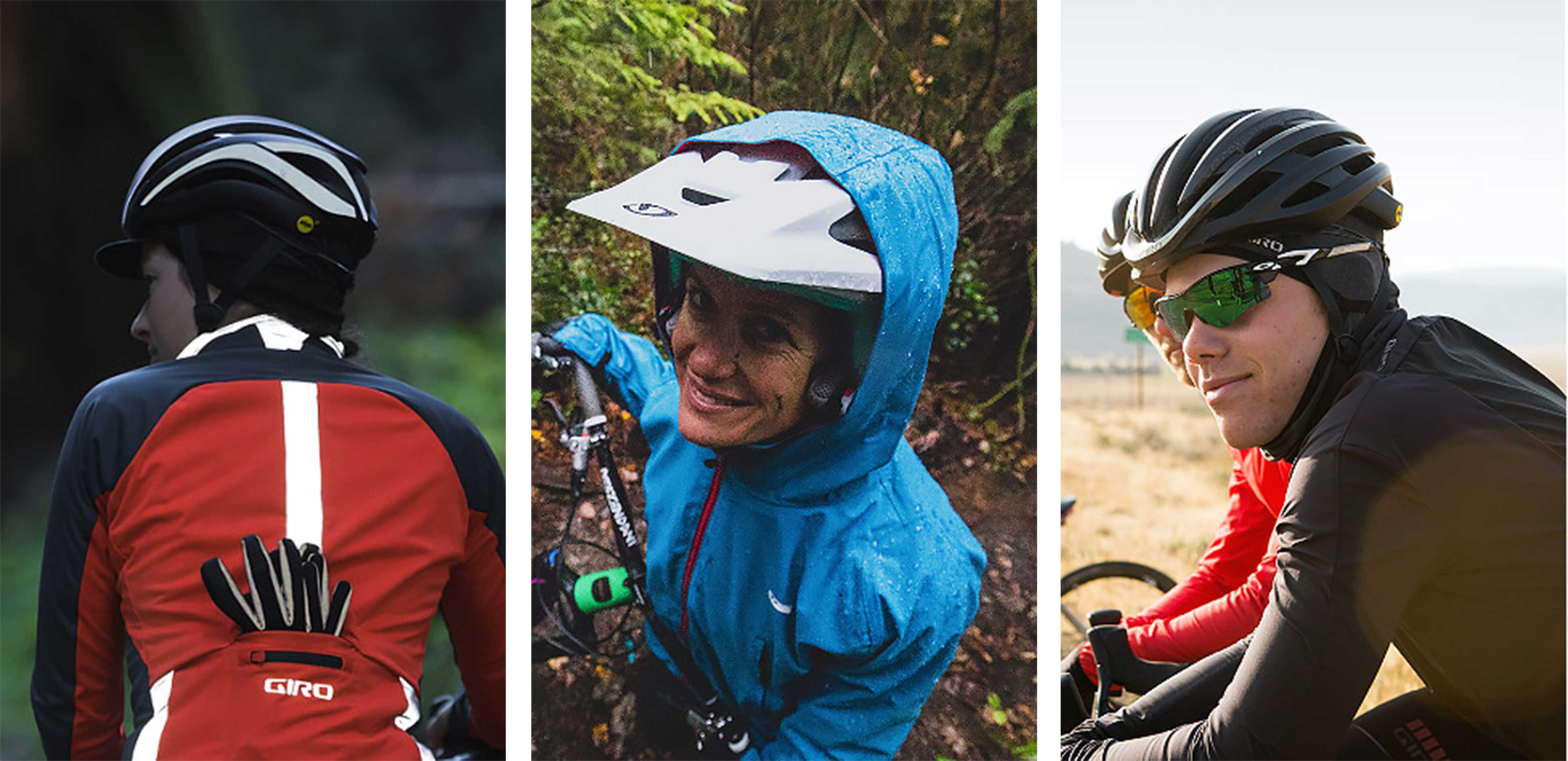 three images of people in winter gear