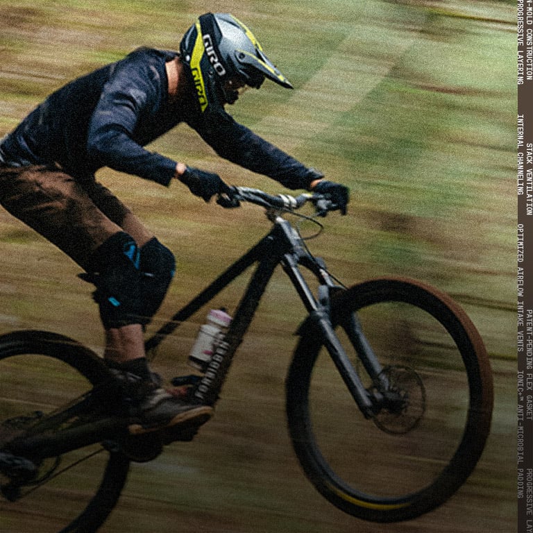 Giro mtb rider with protective gear