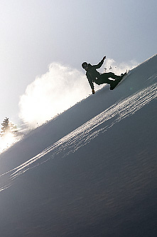 Callum Petit carves powder