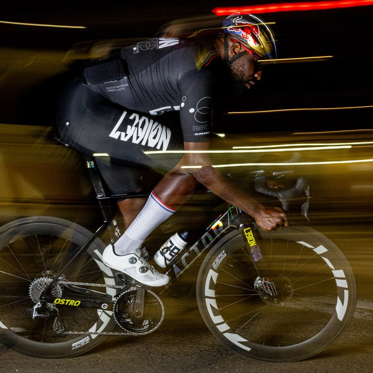 Giro bike rider racing with the Giro cycling shoes