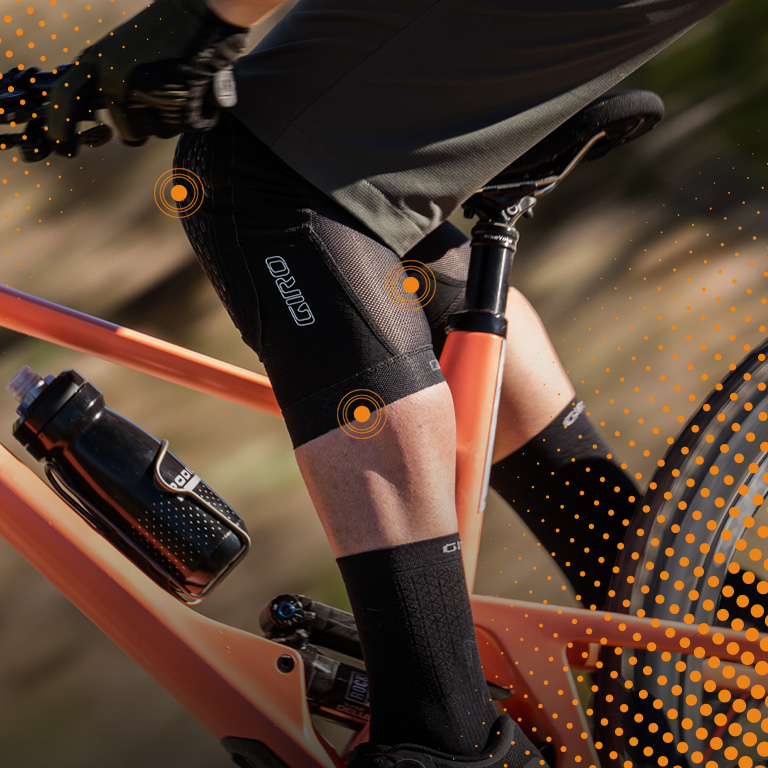 Giro bike protection guard on a person riding a mountain bike