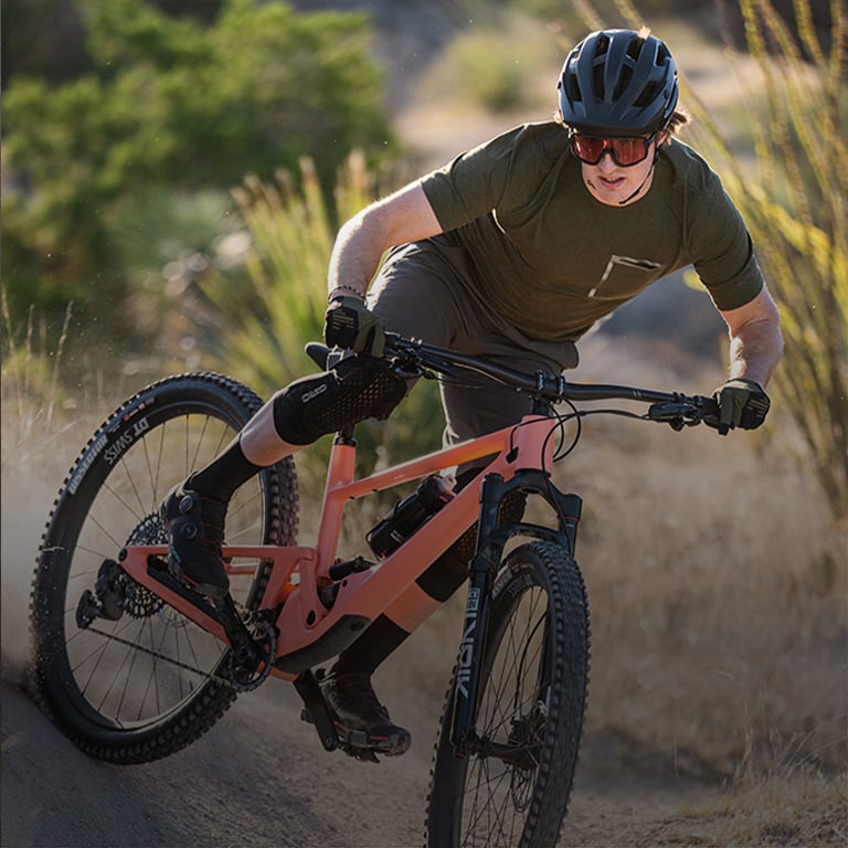 Giro mtb rider with protective gear