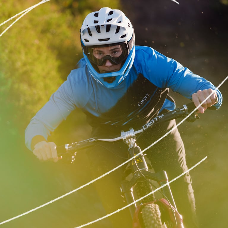 MTB rider in action with Giro mtb helmet